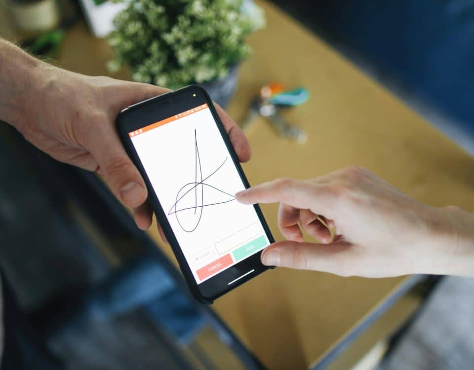 Signatur auf Smartphone